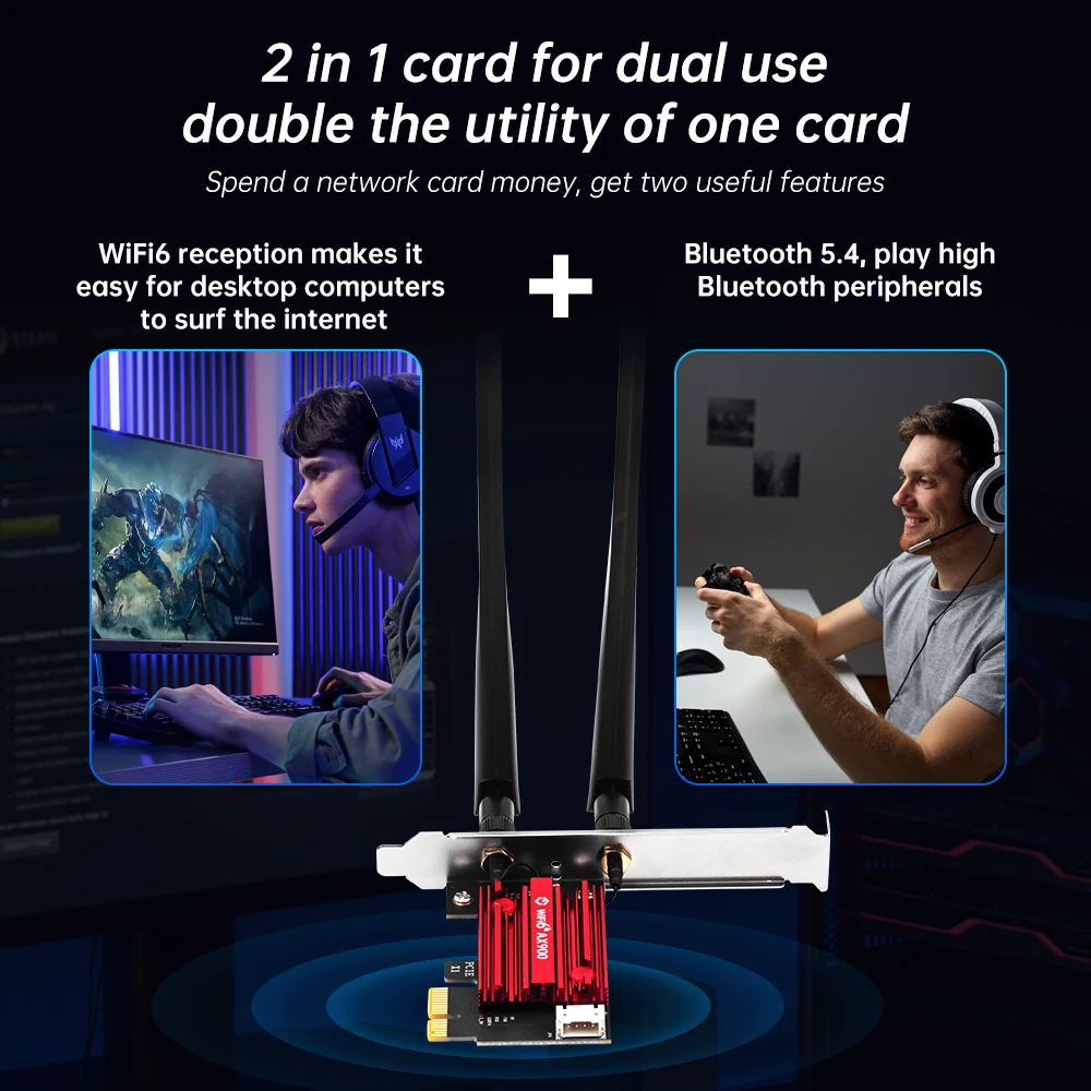 WiFi 6 PCIe Card FV-AX900 Wireless Bluetooth 5.4 Dual-Band 2.4G/5.8GHz High Speed Network Card for Windows 10/11 Desktop PC