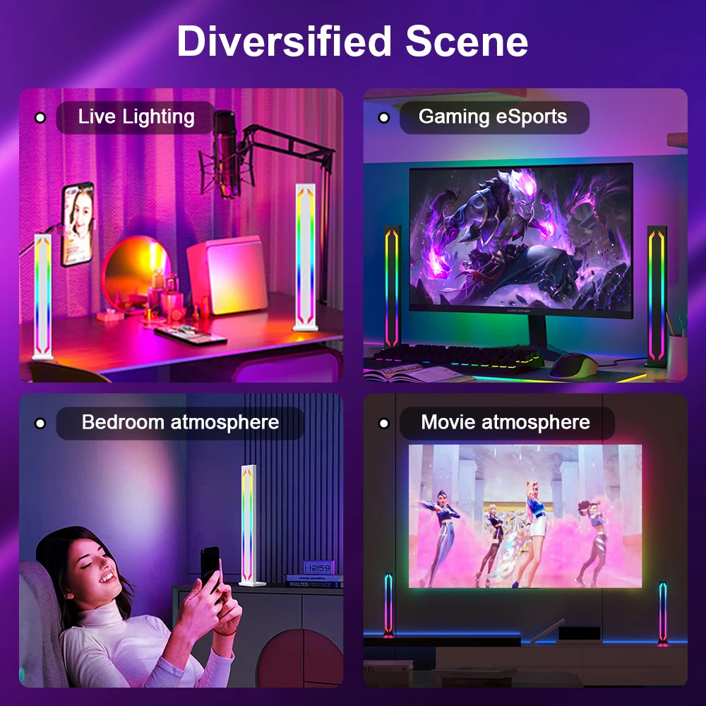 Lampada da pavimento da tavolo a LED Striscia luminosa RGB Luce notturna Nera Sensorless Musica Ritmo Atmosfera Luce Gioco TV Decorazione della stanza Luce