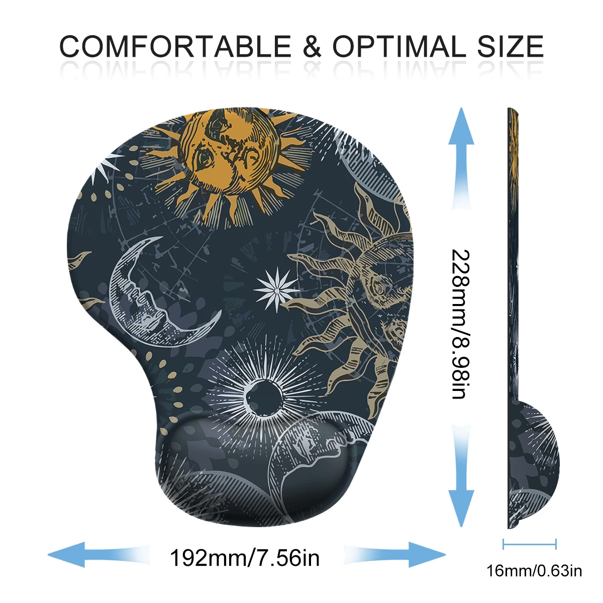 1pc Sun And Moon Abstraction Wrist Mouse Pad Ergonomic Soft Anti-Slip Wrist Rest Support Mat Computer Mouse Pad For Office PC