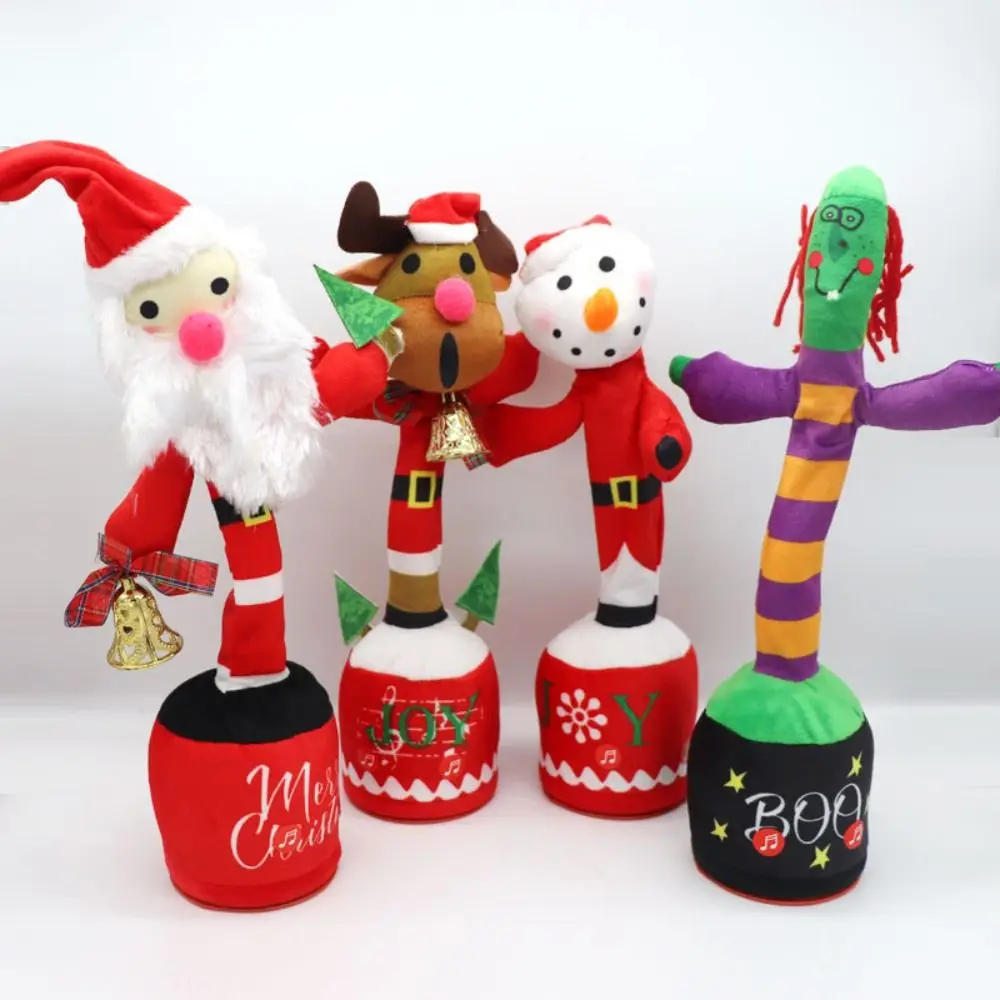 Children Gift Home Decoration Luminescent Dancing Cactus Toy Twisting Dancer Xmas Santa Elk Snowman Christmas Doll