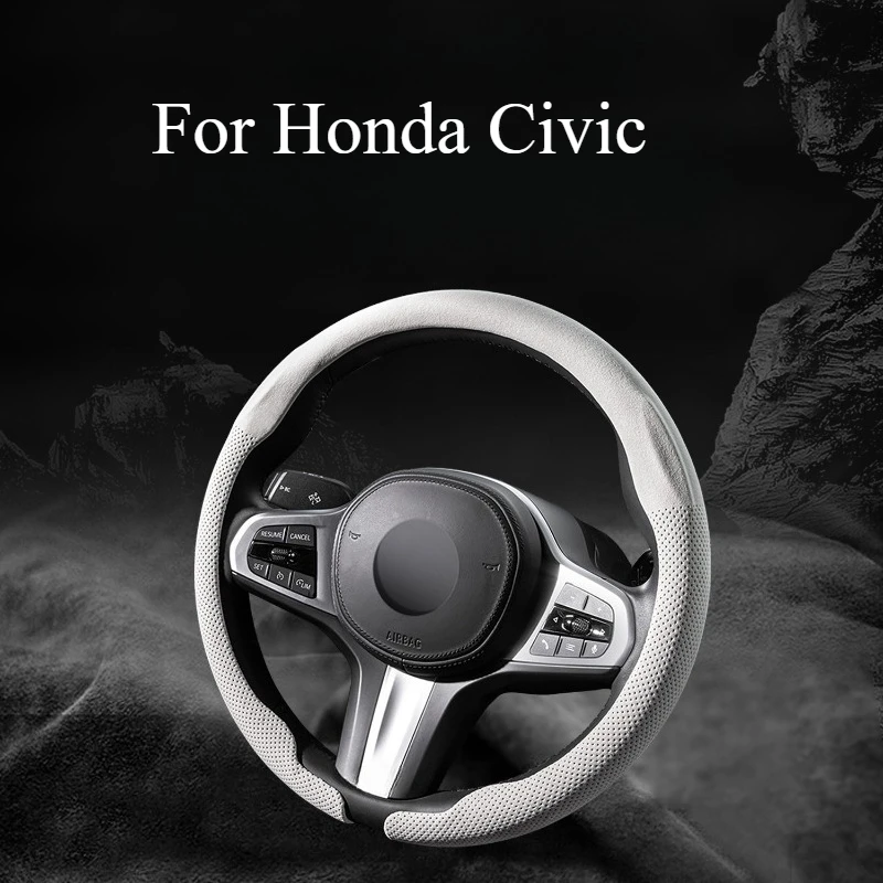 

For Honda Civic Steering Wheel Cover Grip Slim Hand Sewn Leather Automobiles Interior Accessories Body Kits Interior Accessories