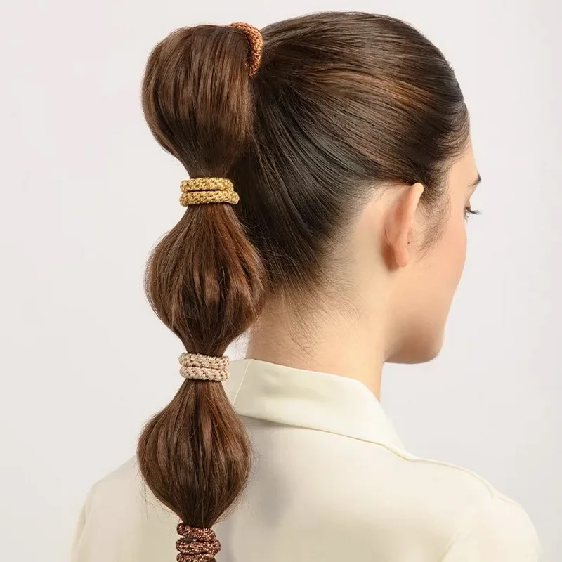 15 pcs of woven high elasticity hair bands for women's hair tie basic rubber bands thickened high ponytail headband accessories image 2