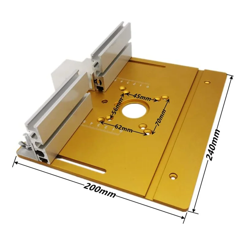 -ABJZ Upgrade Aluminium Router Table Insert Plate W/Miter Gauge And Tenon Gauge And Fence For Workbenches Wood Router Trimmer