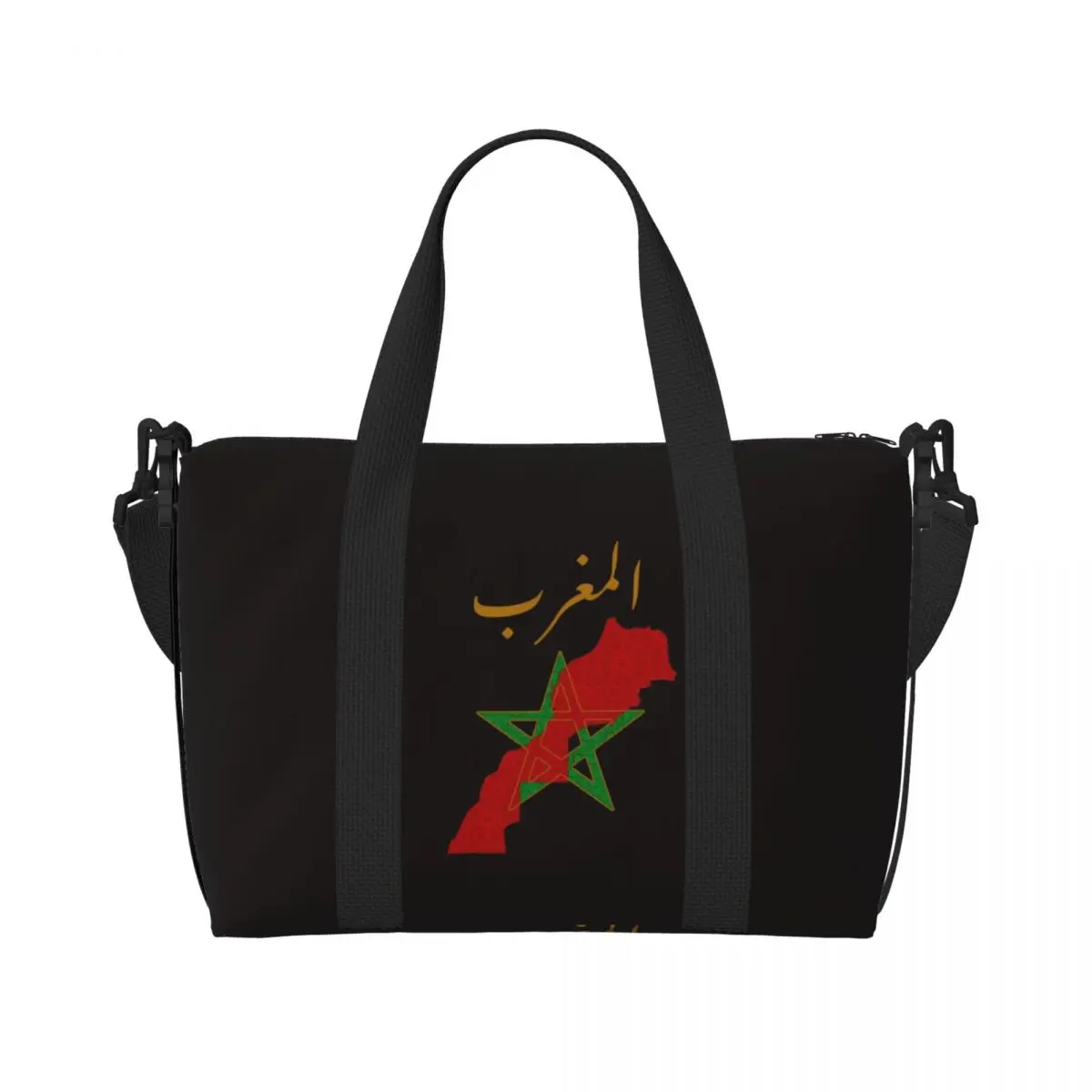 

Male Female Travel Bag Morocco Moroccan Pride Flag Map Arabic Gym Bag Large Capacity Waterproof Printed Handbag Yoga Sports Bag