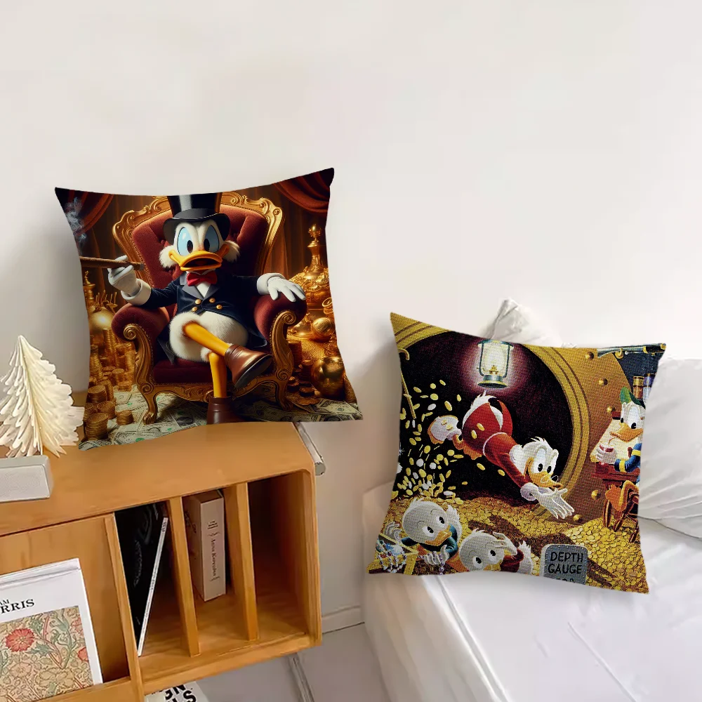 MINISO Cartoon S-Scrooge McDuck cushion cover Living Room Headboard Bedroom Office Cushion Cushion Sofa Nap Time Pillow Case