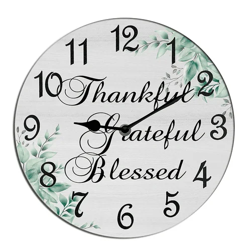 Inspirational Wall Clock Thankful Grateful Blessed Motivational Sayings Quote Battery Operated Rustic Farmhouse Clocks