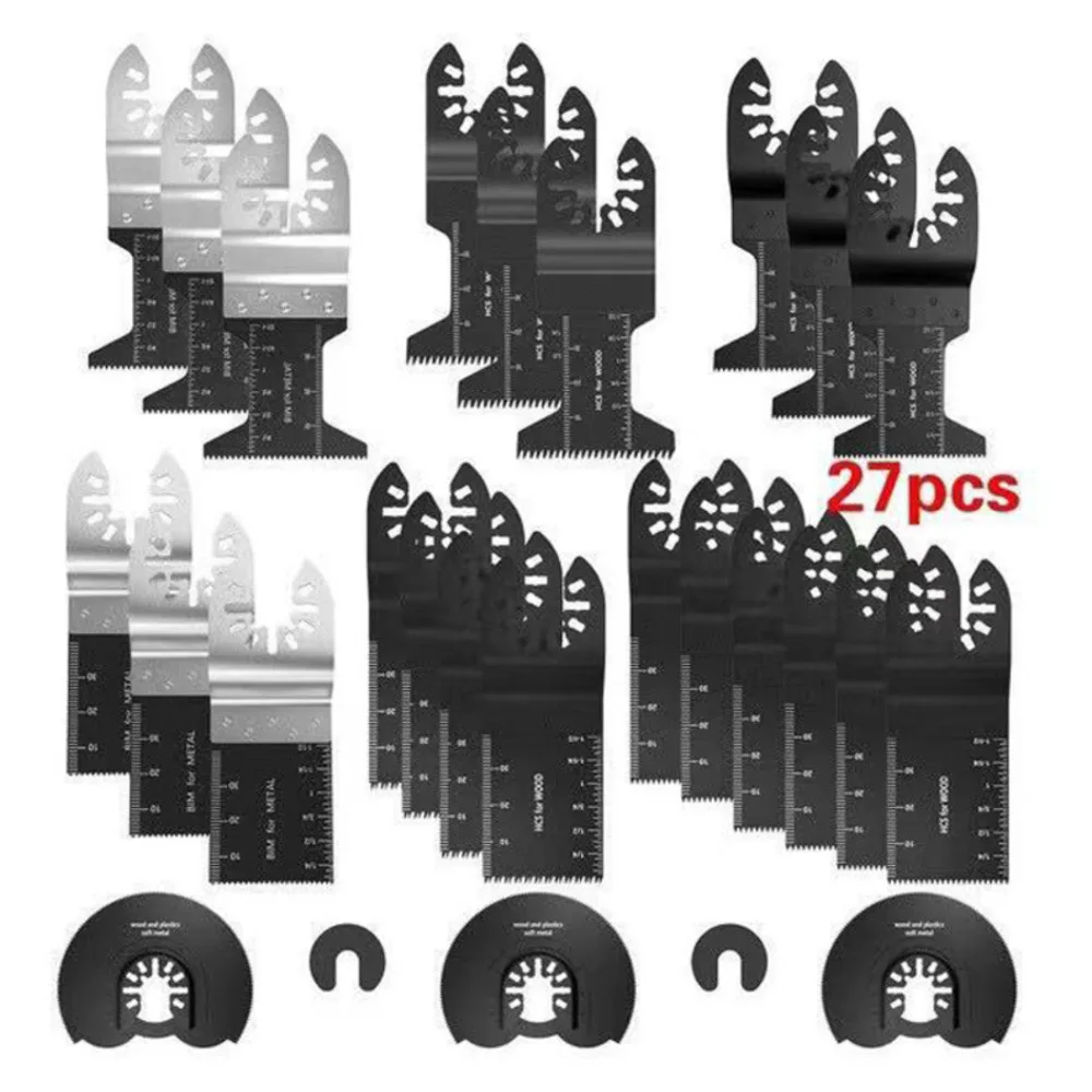 27pcs Blade Oscillating Saw Set Blades Multi-Function Saw Blade For Wood Metal Plastic Cutting Renovator Power Tool Accessories