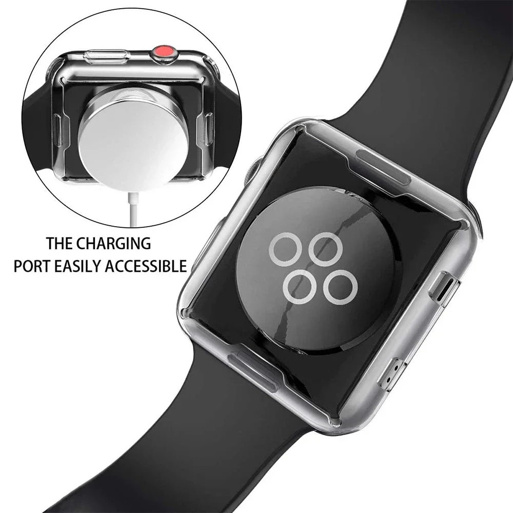 Coque en TPU pour Apple Watch Series 9, 8, 7, 6, 5, 4, 3, SE, 41mm, 45mm, 44mm, 42mm, 40mm, Couvercle, Protecteur d'écran, Accessoires de bande iWatch