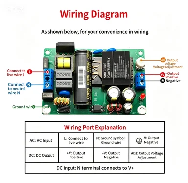 Ultra-thin 220v to 24v 2a switching power supply board, low ripple, high voltage resistance, regulated ac-dc power module