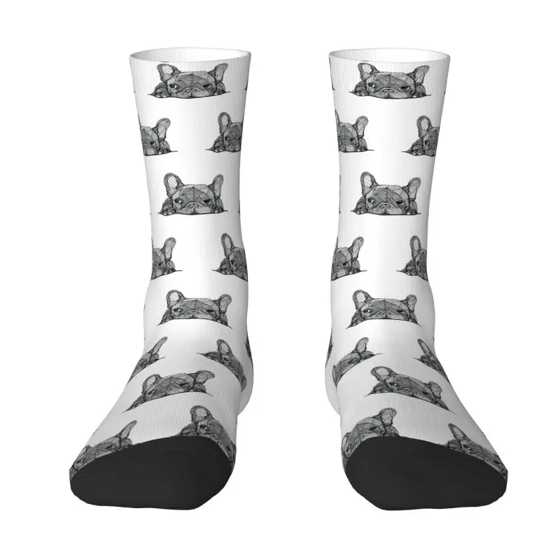 

Забавные мужские носки с французским бульдогом на заказ, унисекс, теплые дышащие носки с 3D принтом Frenchie Dog Crew