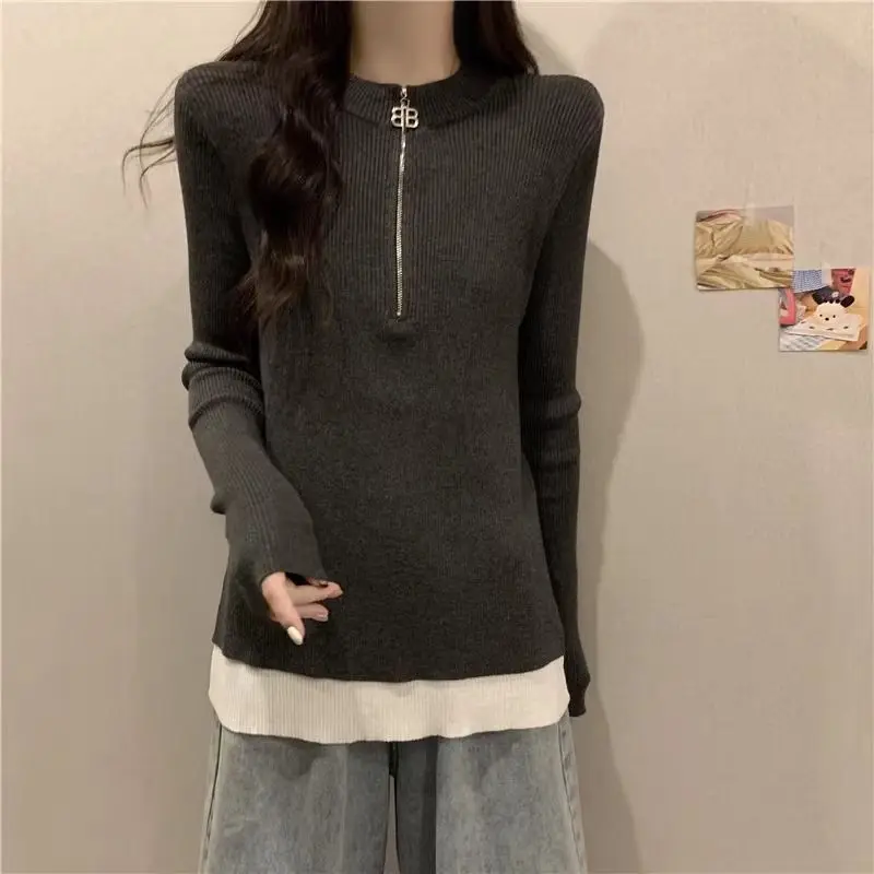 Haut de chemise de base patchwork à manches longues, grande taille, nouveau, automne et hiver