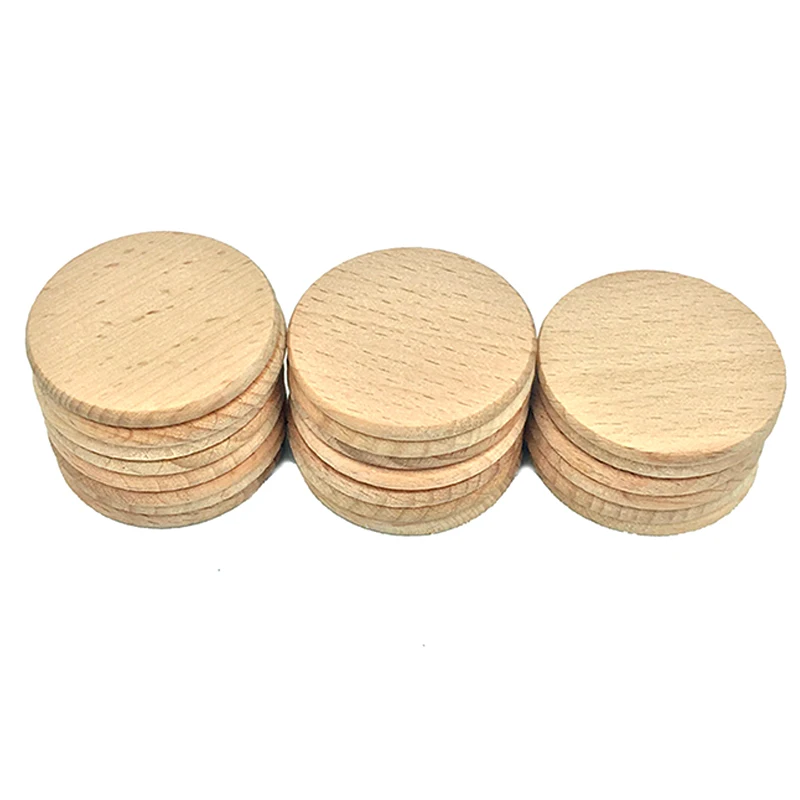 

50pcs 2.5cm, 8mm Thick Round Unfinished Wood Cutout Circles Chips for Arts & Crafts Projects, Board Game Pieces, Ornaments