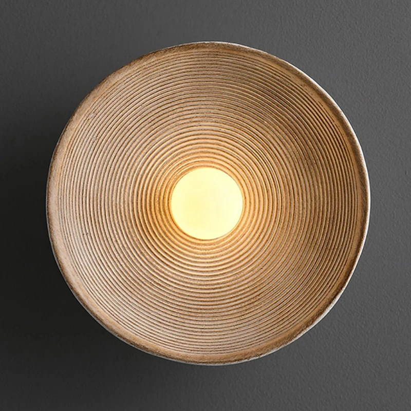 Ceramic Wall Lamp LED Textured Round Wall Sconce Modern Minimalist Indoor Light for Bedroom Living Room