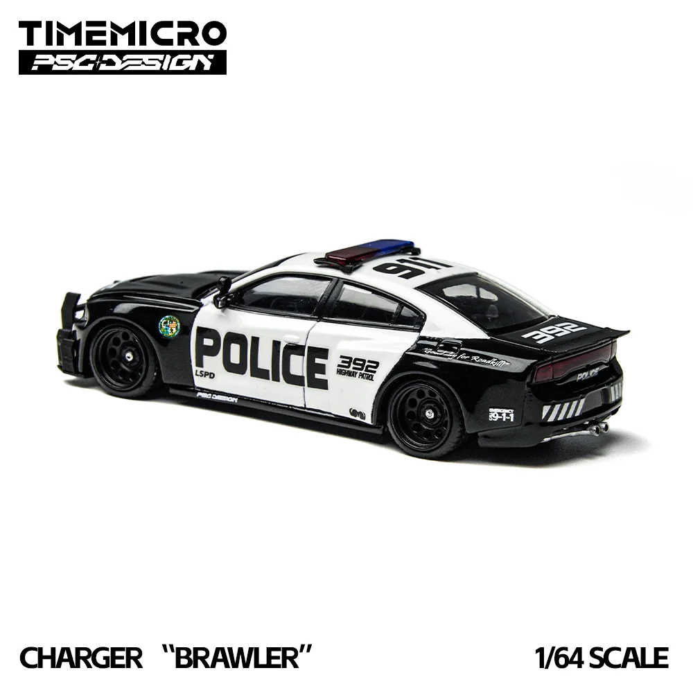 *الطلب المسبق*TimeMicro × PSC DESIGN 1:64 لوحة سيارة شرطي سوداء محاكاة نموذج سيارة مصنوع من خليط معدني للهوايات والمقتنيات والعرض