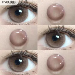 OVOLOOK-Pink Eye Color Lenses Myopia Color Contact Lenses for Eyes 2pcs/pair Natural Lenses Pupils Brown Blue Grey Fashion Lens