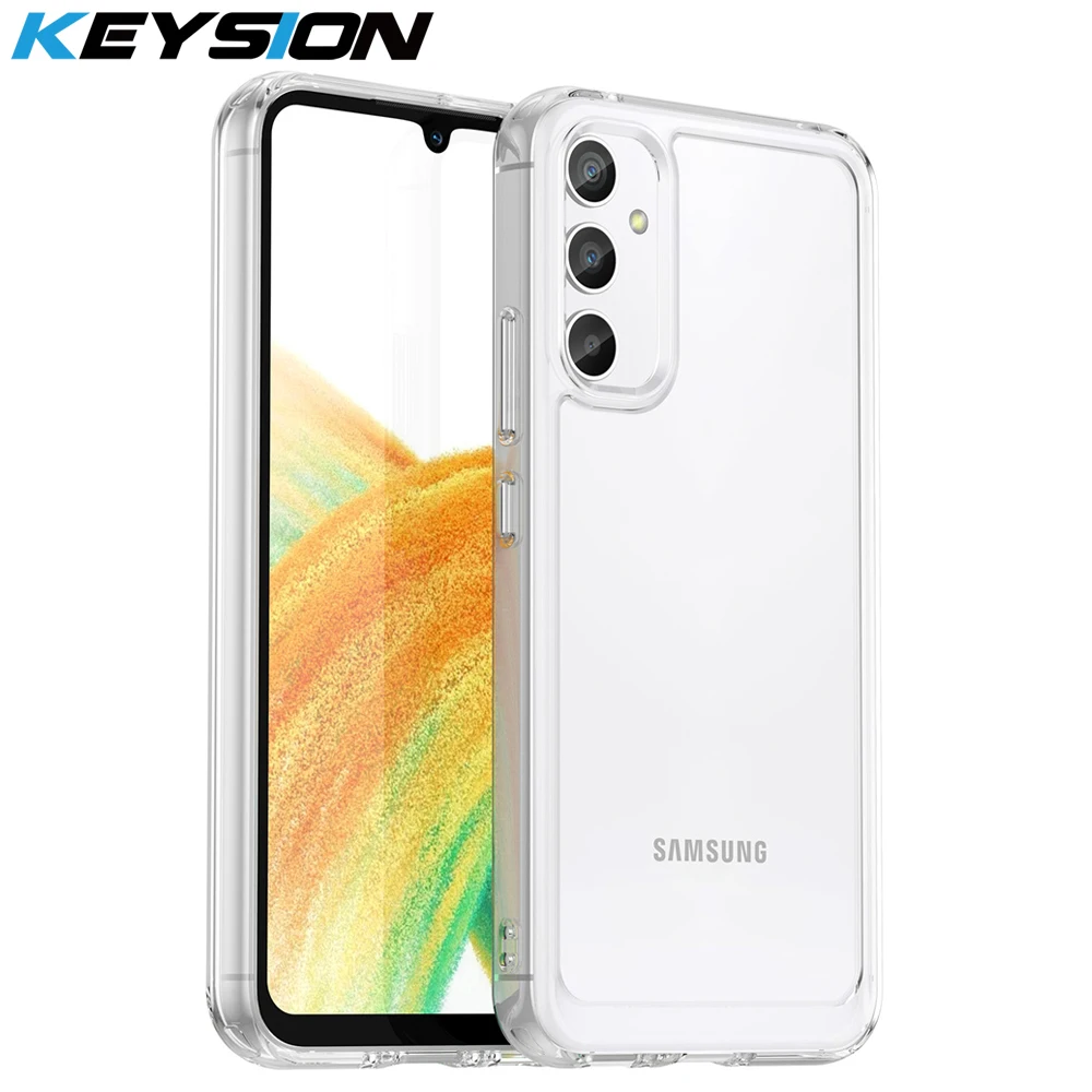 KEYSION-funda transparente a prueba de golpes para Samsung A54 5G, A34, A24, A14, LTE, A04S, funda de silicona TPU suave para Galaxy M54, M14, F54