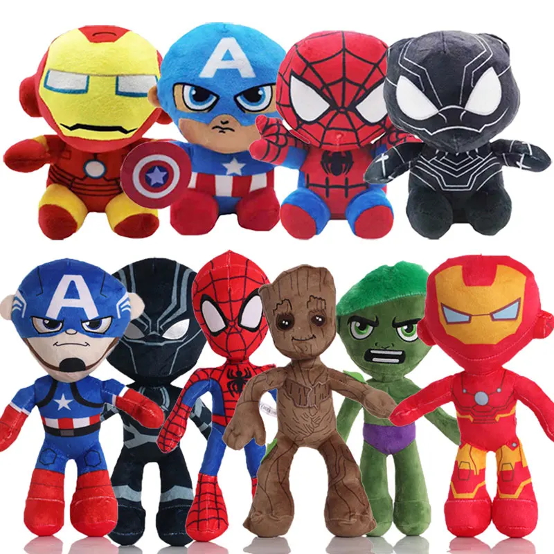 12 Stil Rächer Wunder Plüschtiere Groot Kapitän Amerika Spiderman Iron Man Puppen gefüllt Plüsch niedlichen Puppe Geburtstag Idee Geschenk