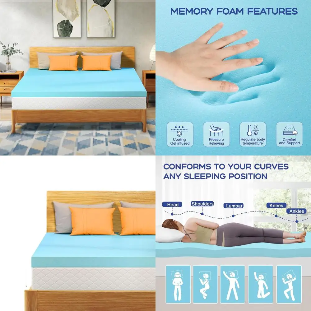 

2-дюймовый охлаждающий гелевый топпер из пены с эффектом памяти для кроватей Калифорнии — сертифицированный сертифицированный США, снятие давления при болях в спине, дышащий