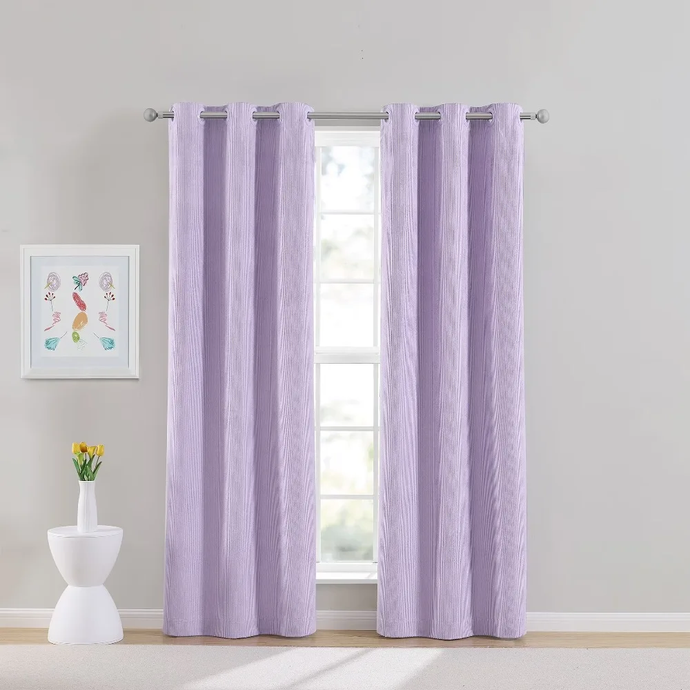 Lilac Corduroy Blackout Curtains for Kids Room Thermal Insulated Sound Reducing Window Drapes 38 Inches Wide by 95 Inches Long One Single Panel