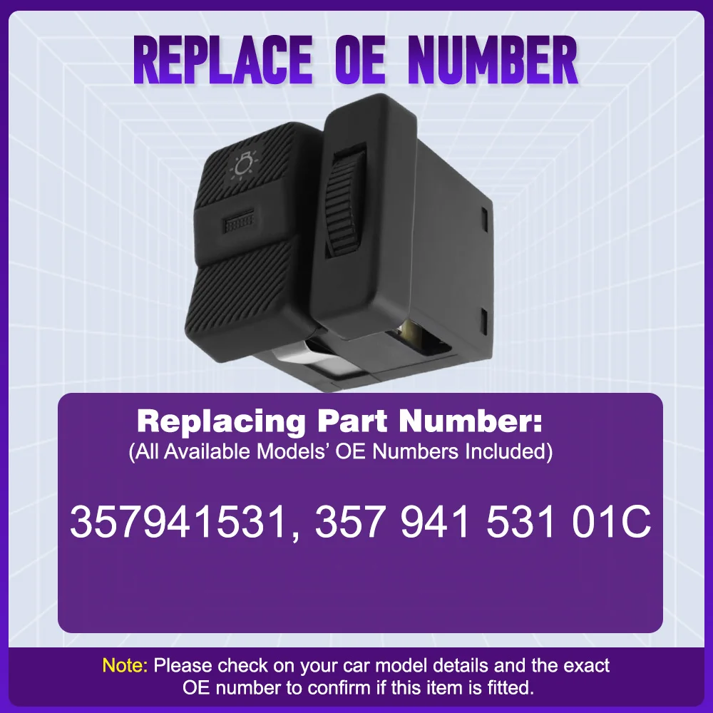 Car Headlight Fog Lamp Light Control Switch Button 357941531 For VW Passat B3 B4 Polo Transporter  Eurovan T4 LHD 