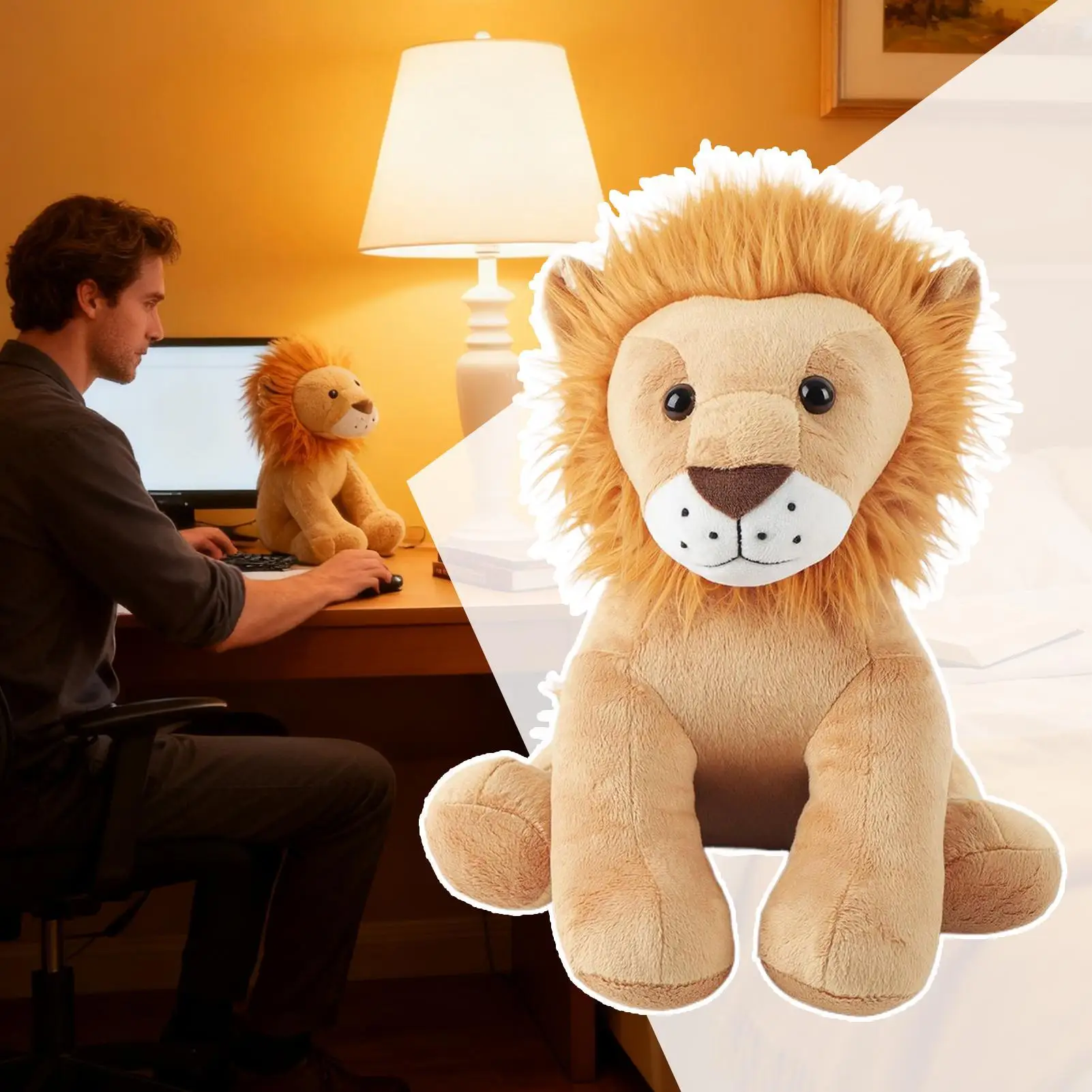 7-Zoll-Simulations-Löwe-Plüschtiere, Heimdekoration, gefüllte niedliche Tiere, weiche Puppen, echt wie Kissen für Kinder, Kinder, Jungen, Geschenk