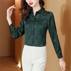 Satin Shirt Women's Blouses Office Ladies Shirt Long Sleeve Button Up Shirt Basic Womens Tops Chiffon Shirts Spring Female Blous