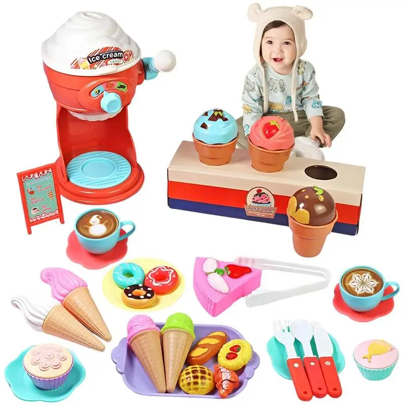 Colorful Ice Cream Pretend Play Food Kitchen Toys Set Educational Children Imitation Game Kids Preschool Learning Toy Girls Gift