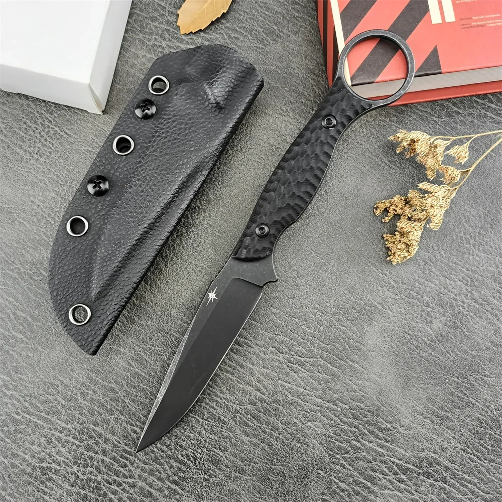 Outdoor TOOR Tactical Straight Fixed  D2 Black Stonewashed Blade G10 Handle with Kydex Sheath  Camping EDC Tool