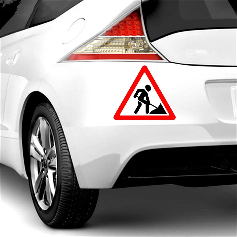 Kcs017 13x14.7cm Road Works Sign Repair Work Car Sticker Pvc Coloful Decals Motorcycle Accessories Sticker