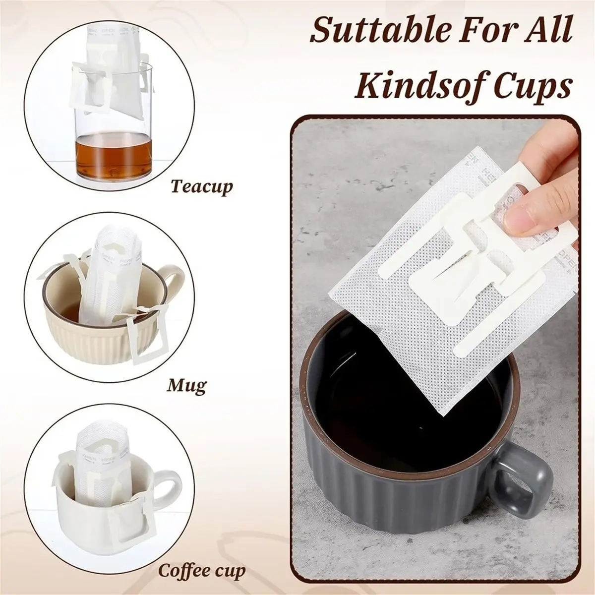 500 Pcs Coffee Filter Paper Bag, Disposable Hanging Ear Drip Coffee Bags,Fast Brewing, for Home, Travel Camping