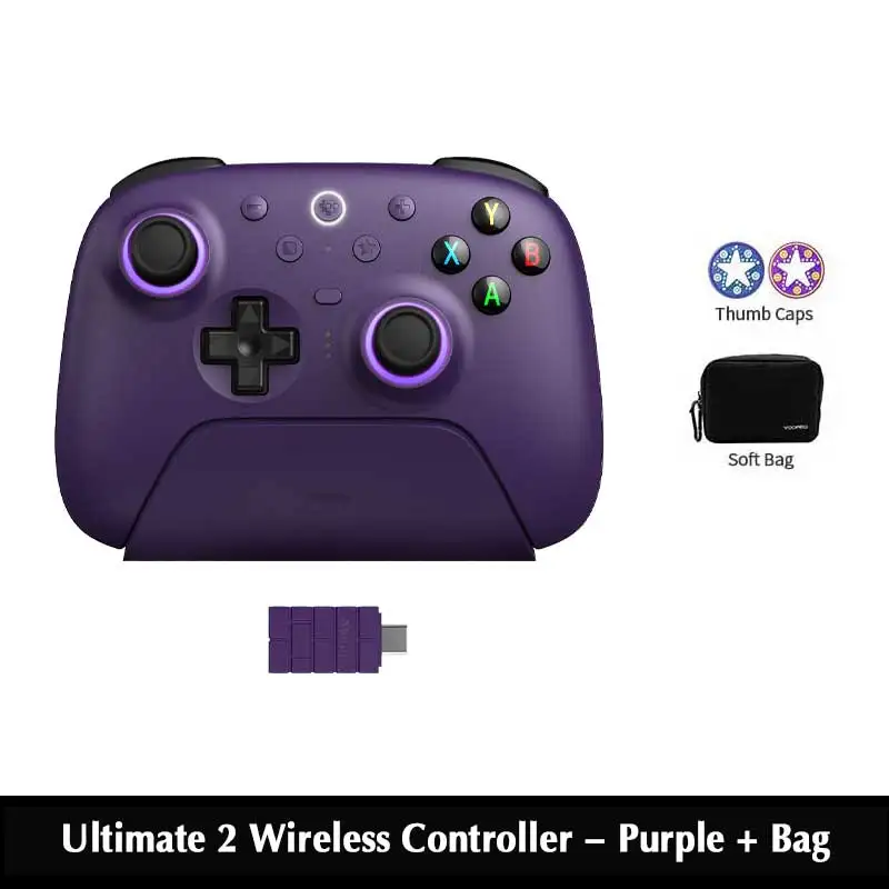 8BitDo Ultimate 2 draadloze controller, gamepad met TMR-joysticks/haldeffecttriggers met oplaadstation voor pc, Windows 、 Android