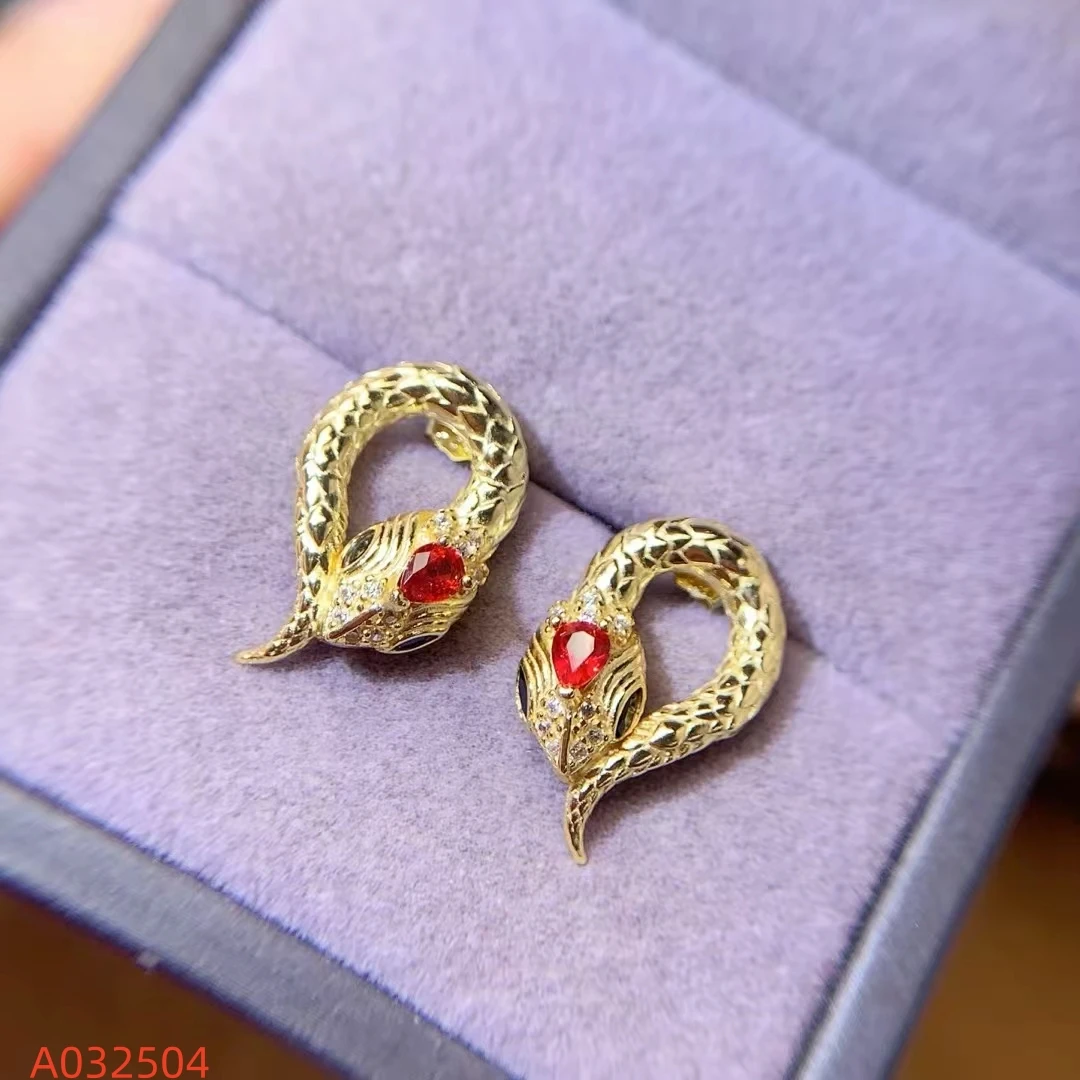 KJJEAXCMY Natural Red Sapphire Earrings  S925 silver , electroplated locking color process, high clarity Full of luster