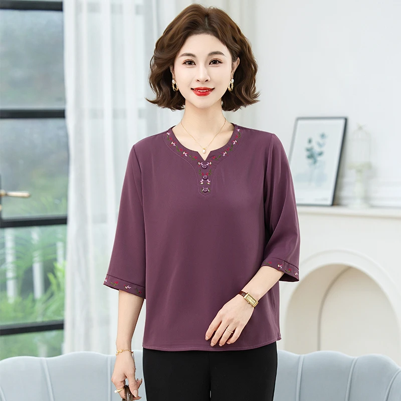 Kaos Longgar Bordir Elegan unt - Women Fashion Over 60 ulasan dan harga