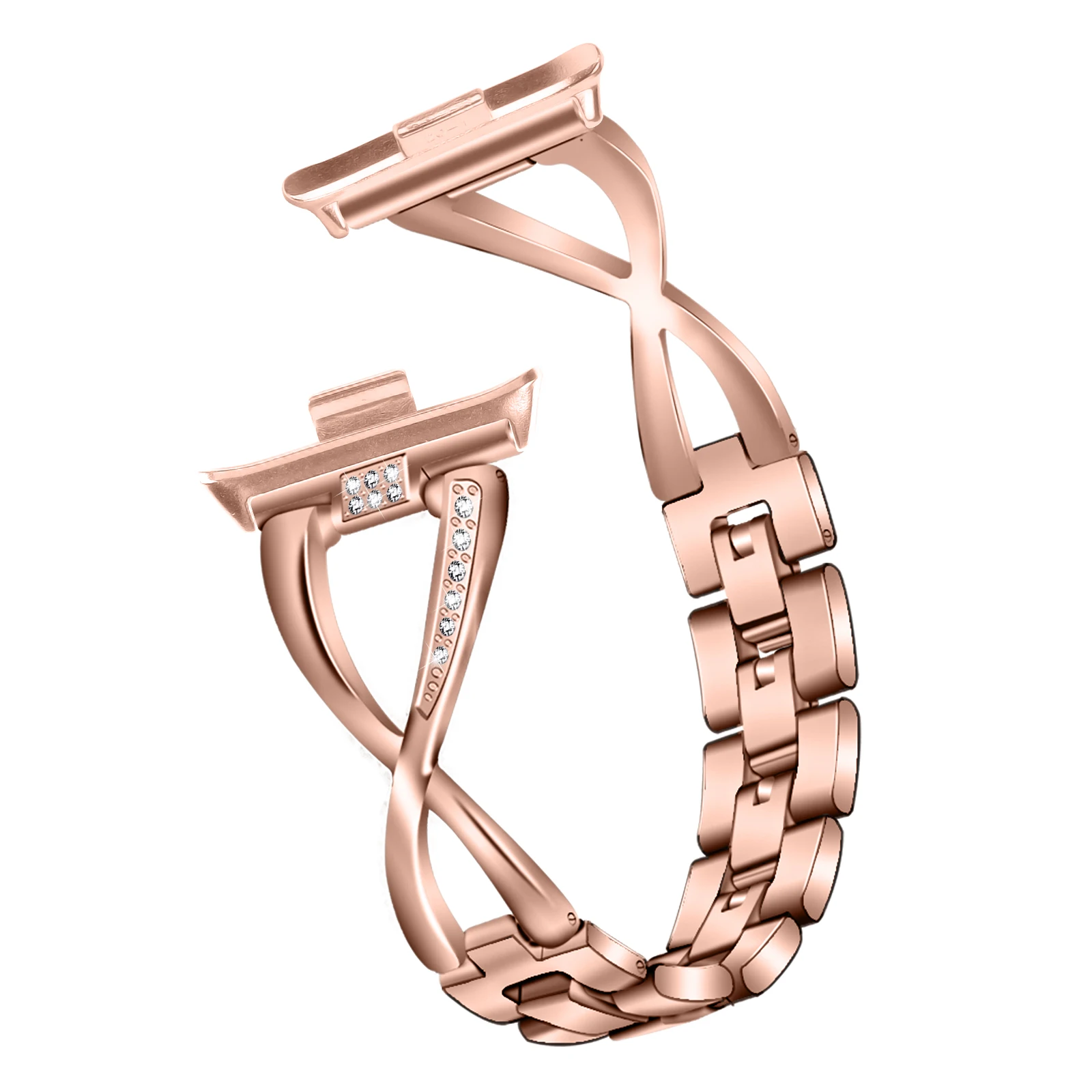 

Zinc Alloy Watch Strap for Xiaomi Redmi Watch 4 Bling Rhinestone Decor Bracelet - Rose Gold