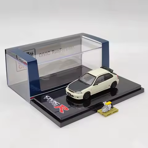 Hobby Japan 1/64 for Civic TYPE R (EK9) With Engine Display Model HJ642016EW White Diecast Toys Car Collection Gifts