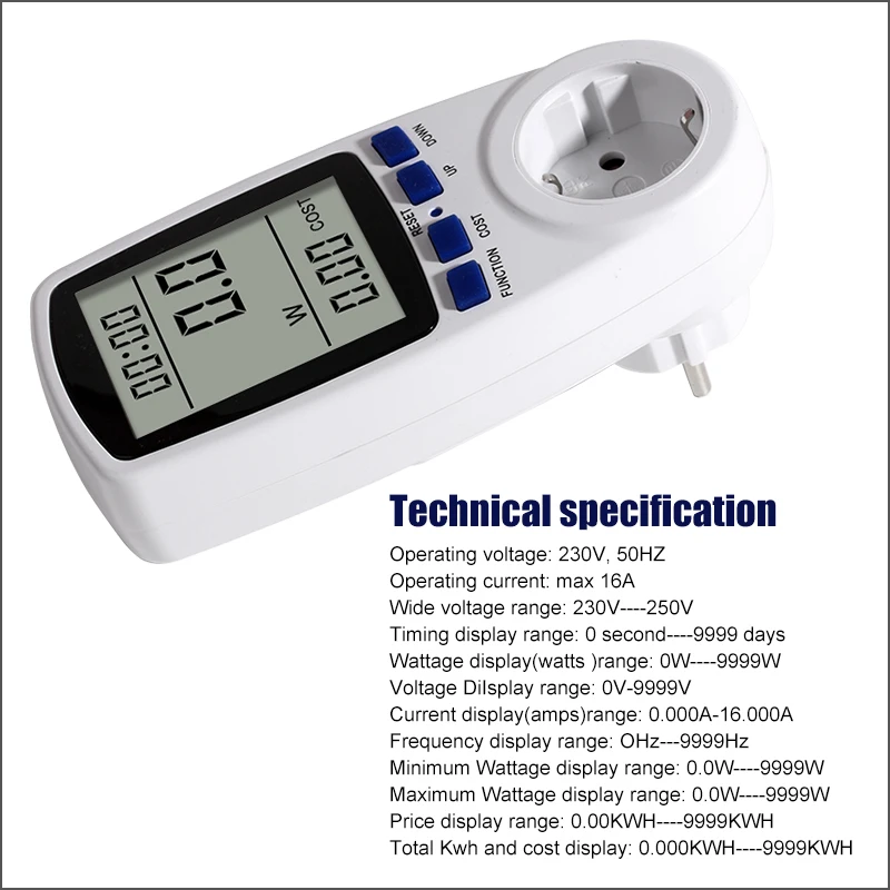 RZ Wattmeter Power Meters Plug Electricity Usage Monitor Voltage AC Power Consumption Meter Watt Energy Electricity Kill Meter