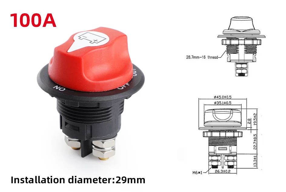 Batterie-Trennschalter für Boote, wasserdichter Hauptrennschalter, Stromabschaltung/Abschaltung, Kill 50 A, 100 A, 200 A, 300 A – Detail 9