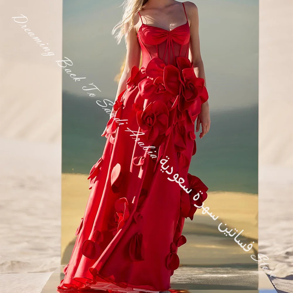 Maßgeschneidertes, modisches, trägerloses Jersey-Spaghettiträger, ärmelloses, gerades Abendkleid, Falten, Blumen, einfarbig, bodenlang