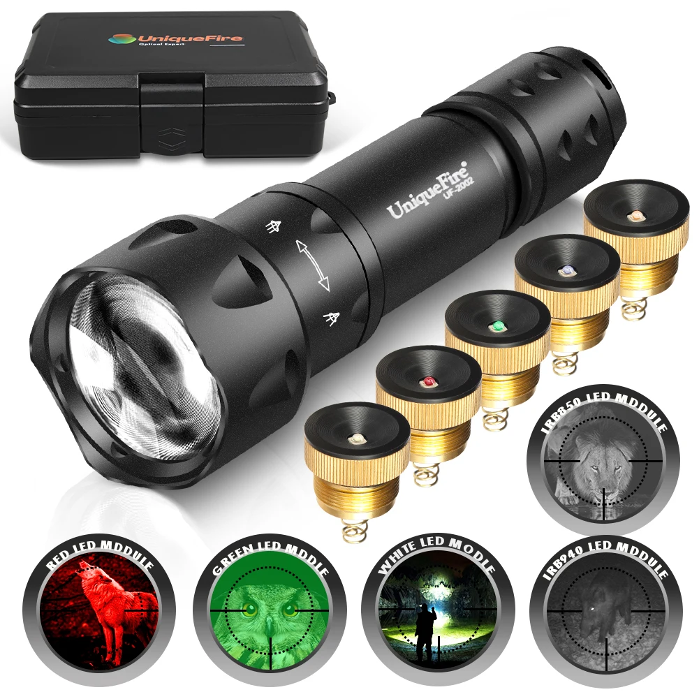 UniqueFire 2002 Fresnel Lens IR 940NM 850NM LED Flashlight illuminator 3 Mode Indicator Torch Night Vision Hunter Max 1000M