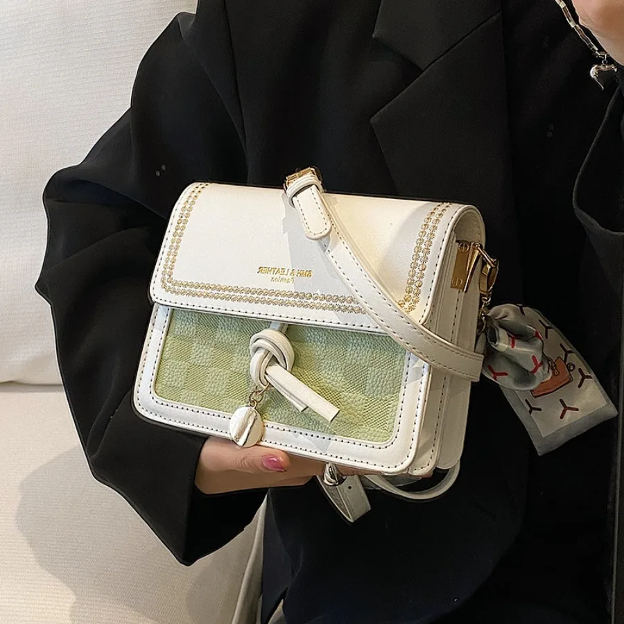 

New fashion autumn senior popular hit color hundred ins crossbody bag hundred texture small square bag shoulder women's bag