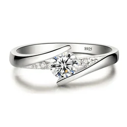 2024 Cute Female Small Round Zircon Stone Ring Vintage Silver Color Wedding Jewelry Promise Crystal Engagement Rings For Women