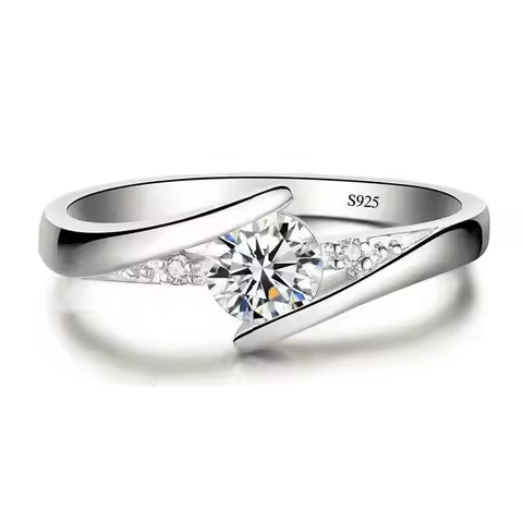 2024 Cute Female Small Round Zircon Stone Ring Vintage Silver Color Wedding Jewelry Promise Crystal Engagement Rings For Women