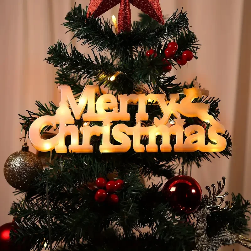 LED Standing Merry Christmas 3D Letter Light Sign Festive Tabletop Decoration Holiday Party Ornament Indoor Winter Home Decor