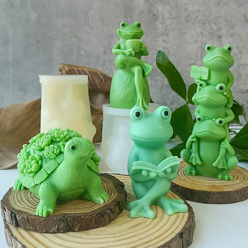 3D Cartoon Frog Candle Mold  Aroma Plaster Ornaments Molds Handmade Silicone Candle Making Supplies