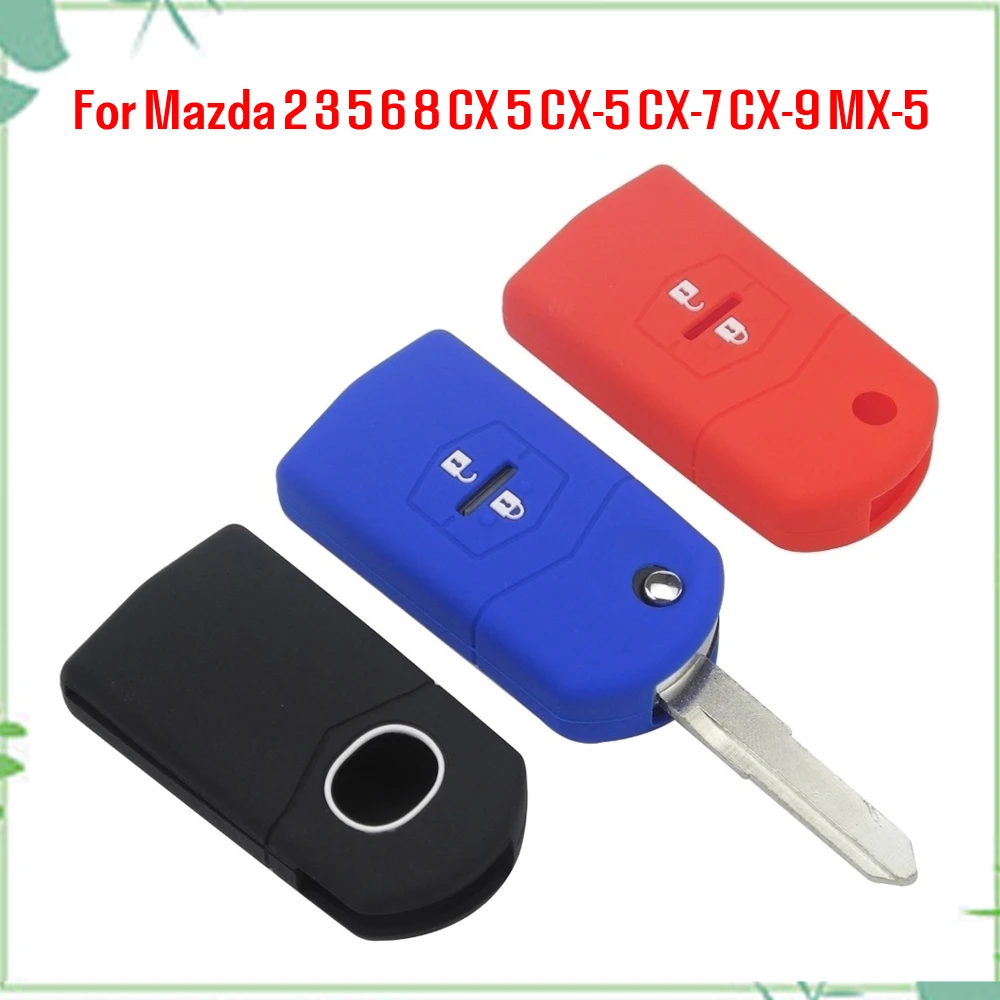 Jingyuqin New Remote 2Buttons Folding Flid Car Key Cover Case For Mazda 2 3 5 6 8 CX 5 CX-5 CX-7 CX-9 MX-5 ATENZA Axela Silicone