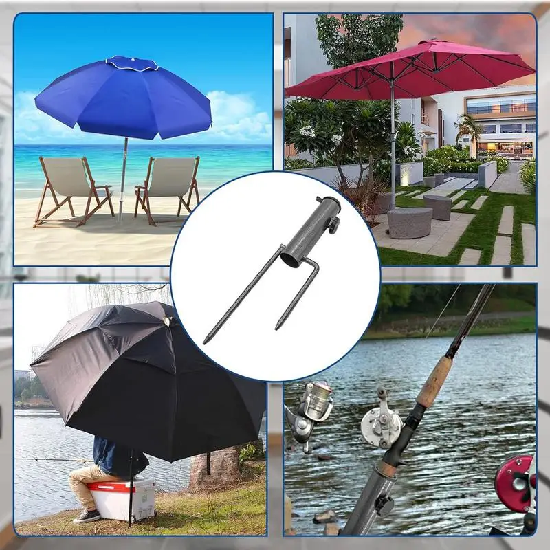 Solid Umbrella Stand Outdoor Base Round Patio Umbrella Holder Heavy-Duty Iron Adjustable Sun Umbrella Anchor For Picnic Beach