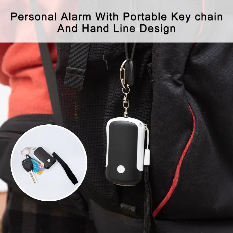 Personal Self Alarm with LED Light, Safety Alarm for Women, Rechargable Keychain, Self Defense Security Protection Alarm
