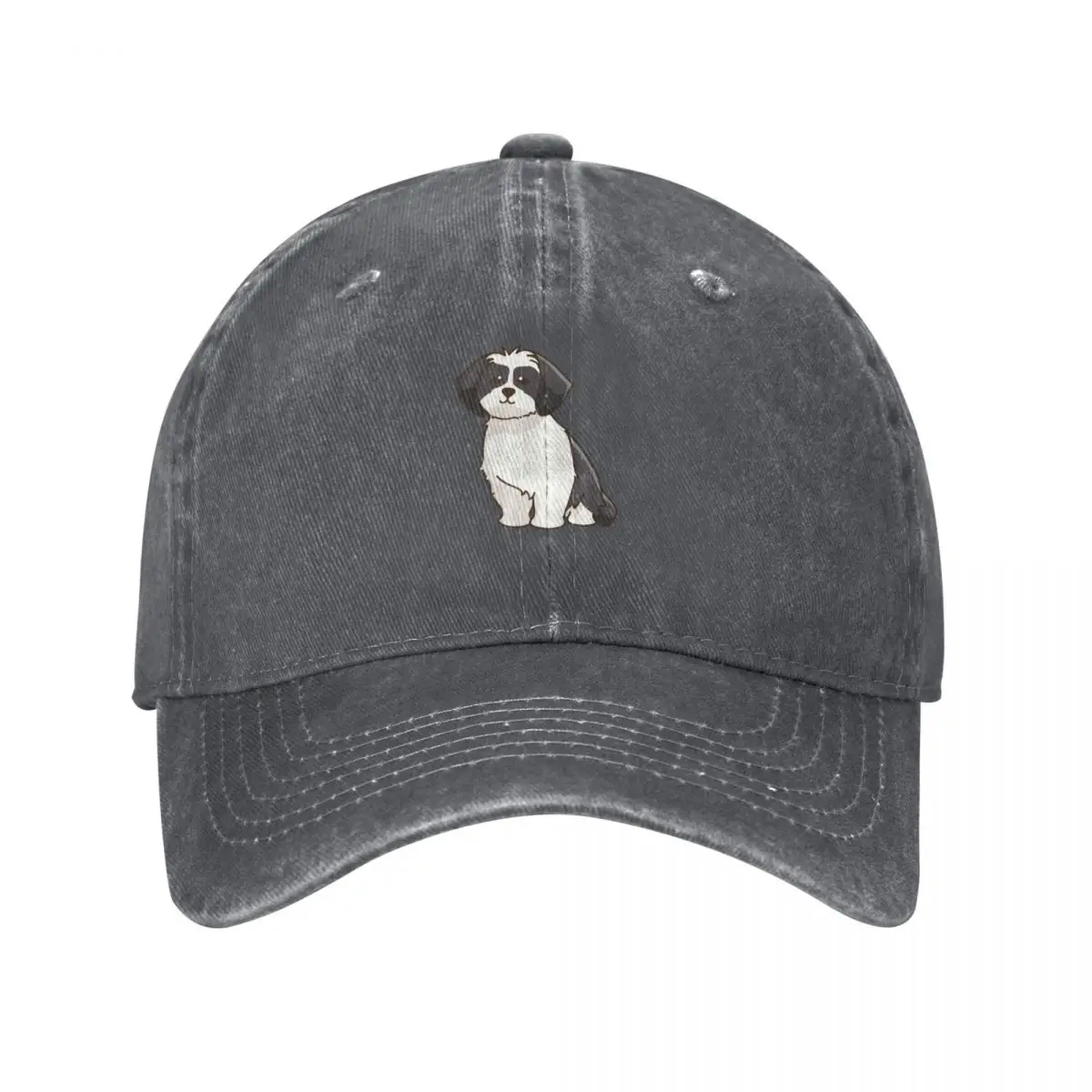 Simple black and white Shih Tzu sitting down Baseball Cap Uv Protection Solar Hat Sunhat Women's Beach Men's