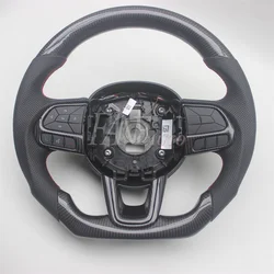 Replacement Real Carbon Fiber Steering Wheel with Leather for Jeep Compass Renegade 2017-2022