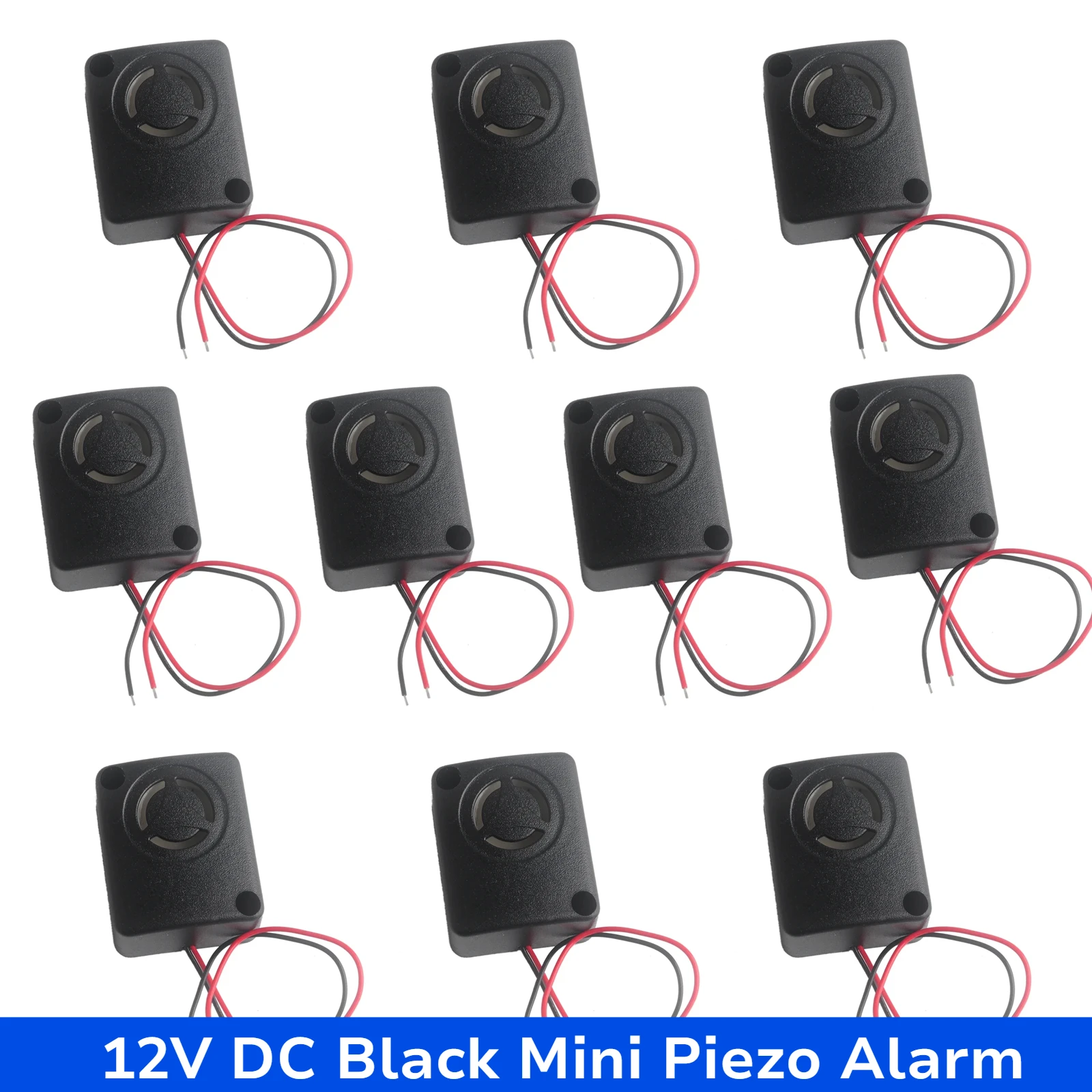 12V DC Black Mini Piezo Alarm Siren 110dB Insurance Safes Anti-Theft Alarm High-Decibel Buzzer High Pitch for Car Vehicle